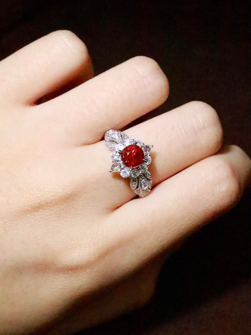 Platinum Natural Unheated Ruby Ring - 6