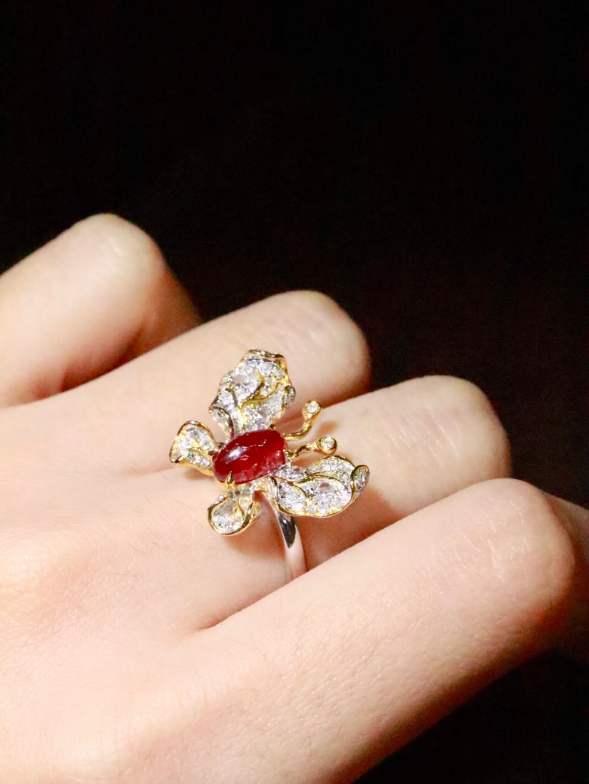 18K Gold Natural No-Heat Ruby Ring - 5