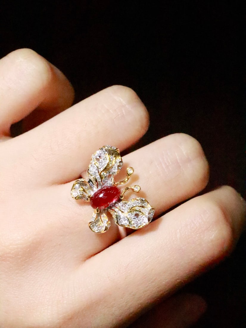 18K Gold Natural No-Heat Ruby Ring - 6