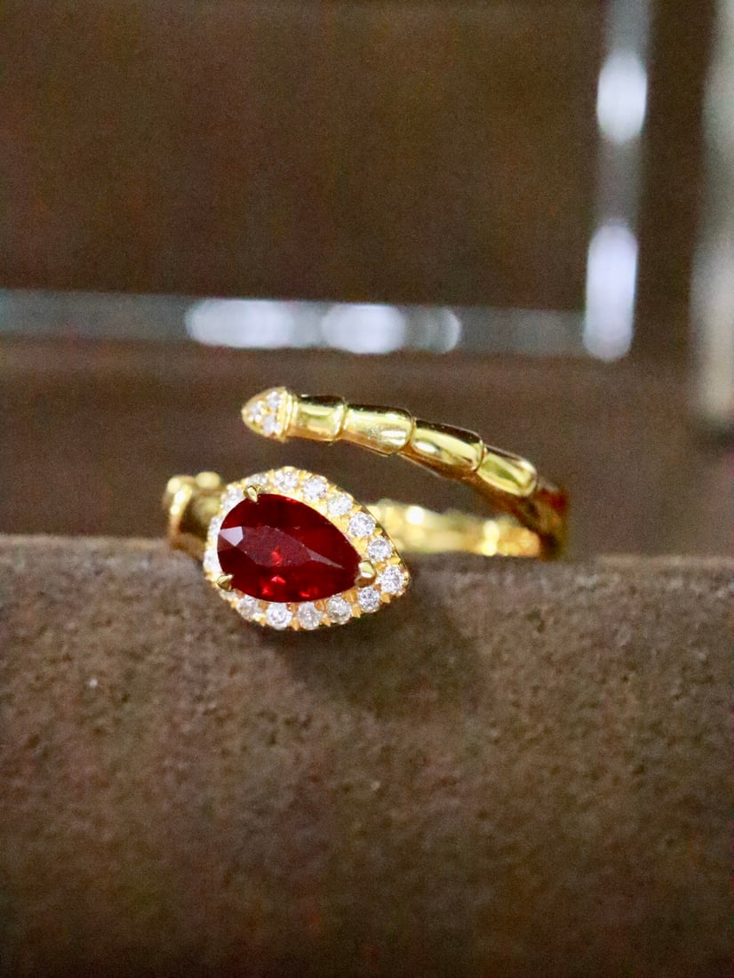 18K Gold Natural No-Heat Ruby Ring - 2