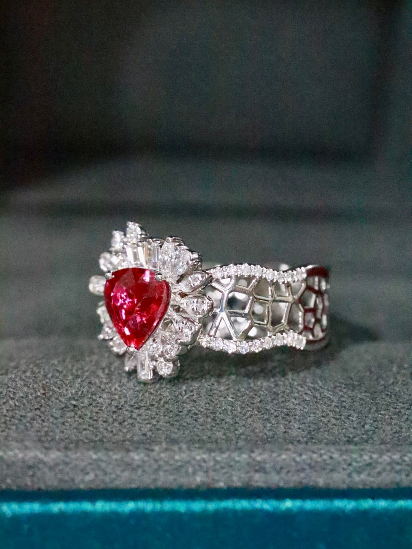 Platinum Natural Unheated Ruby Ring - 2