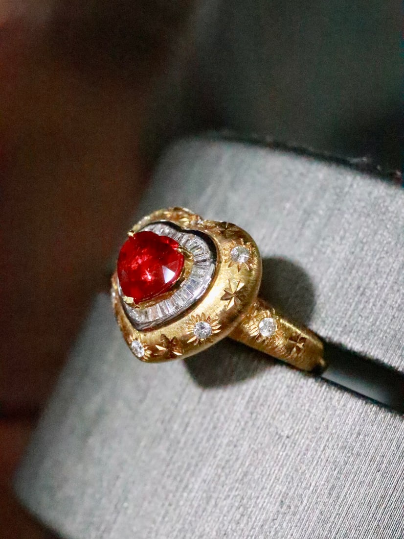 18K Gold Natural Ruby Ring - 2