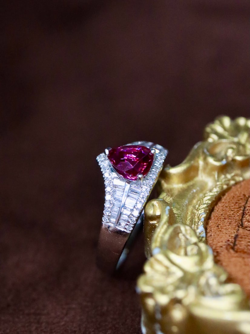 Platinum Natural Unheated Ruby Ring - 3