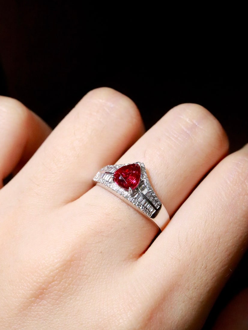 Platinum Natural Unheated Ruby Ring - 6