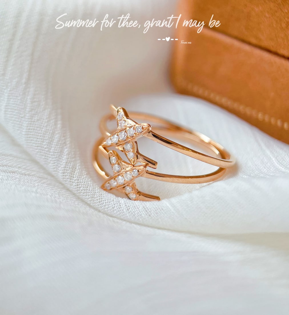 18K Gold Diamond Crossover Ring - 3