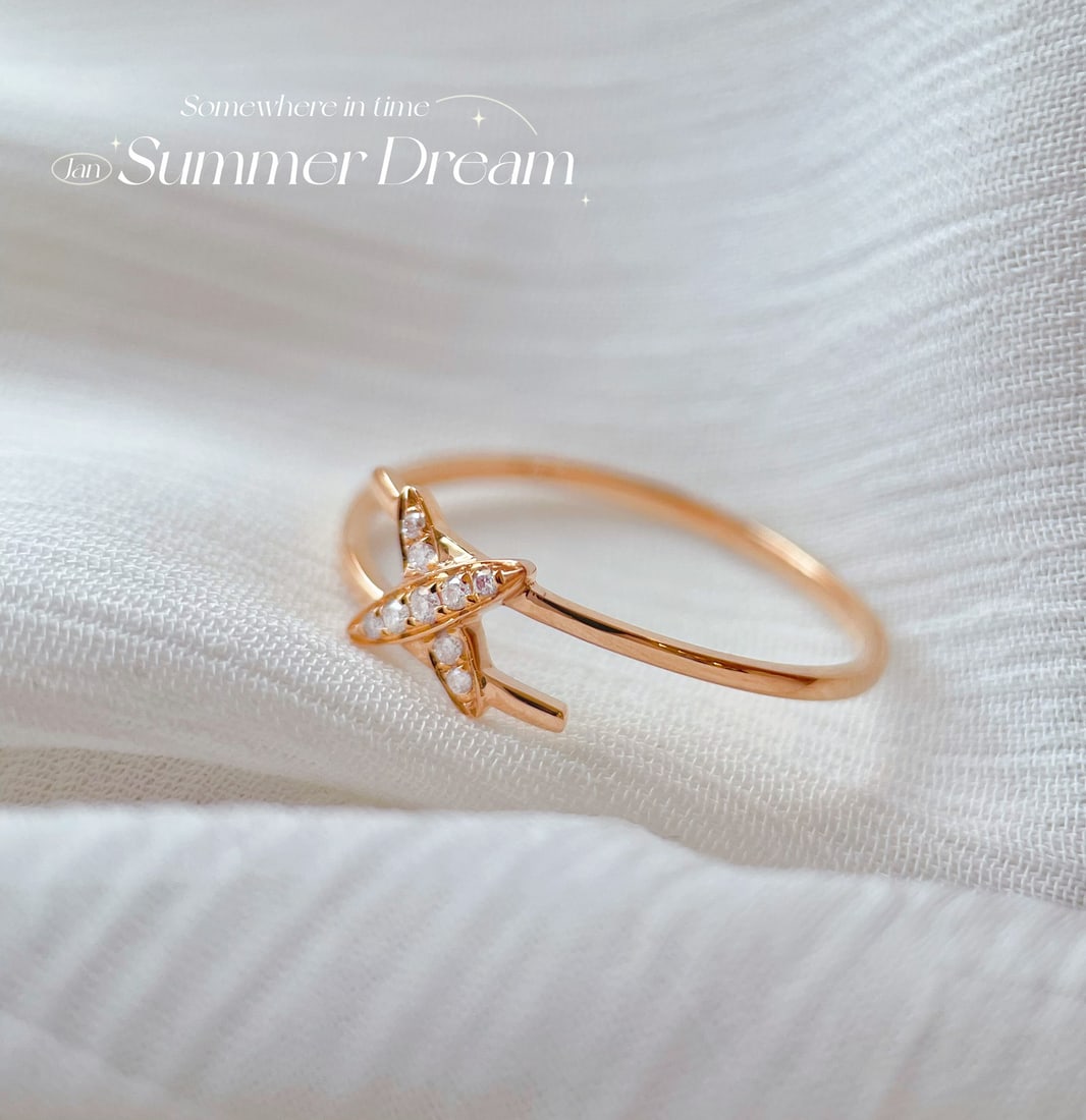 18K Gold Diamond Crossover Ring - 5