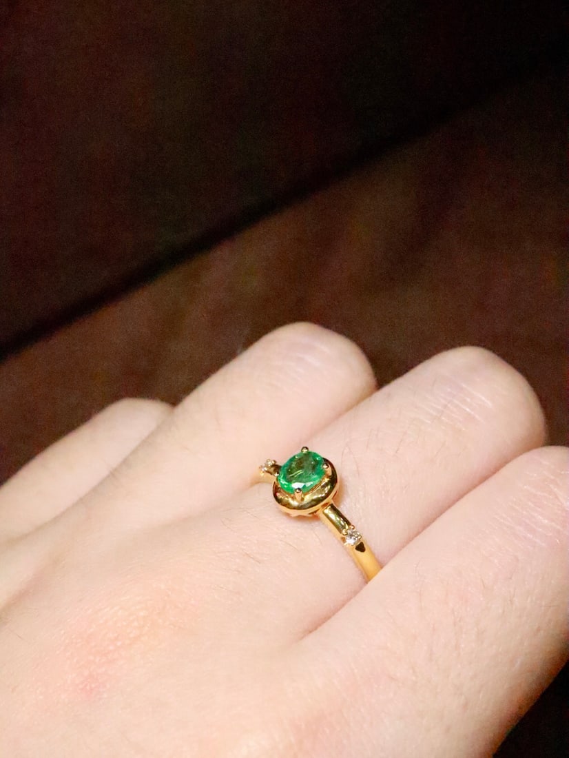 18K Gold Emerald Ring - 5