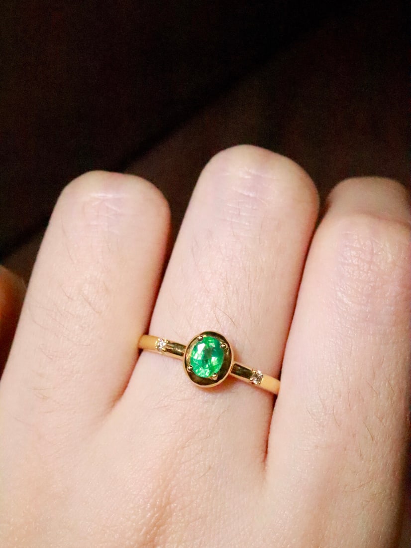18K Gold Emerald Ring - 6