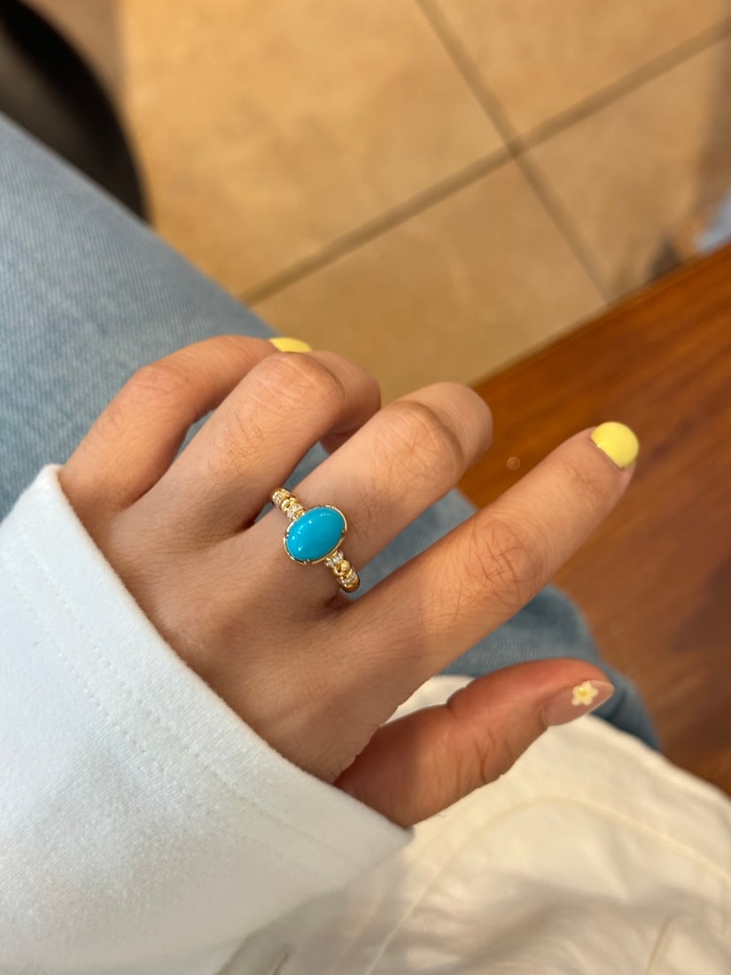 18K Gold Turquoise Ring - 2