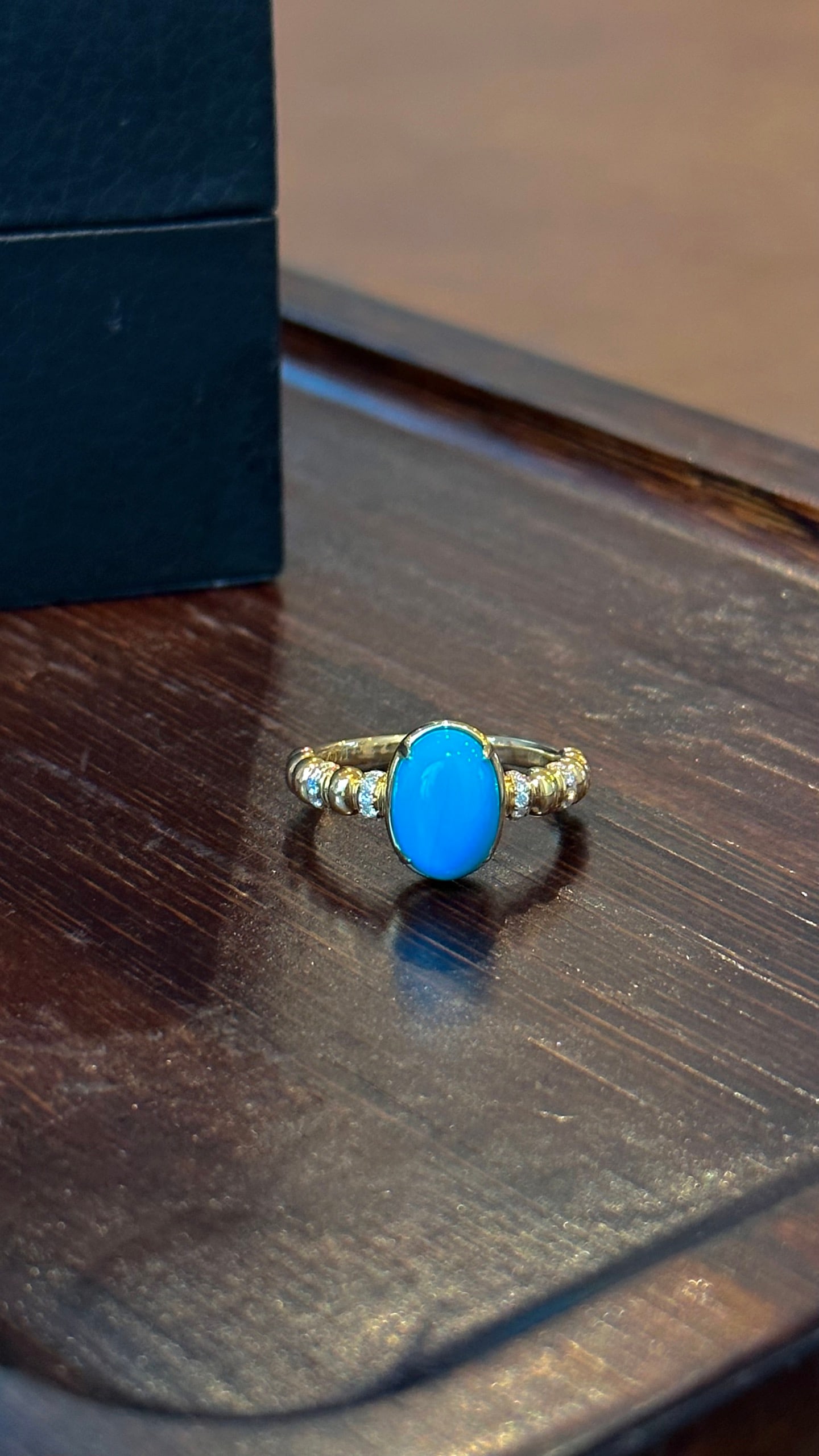 18K Gold Turquoise Ring - 4