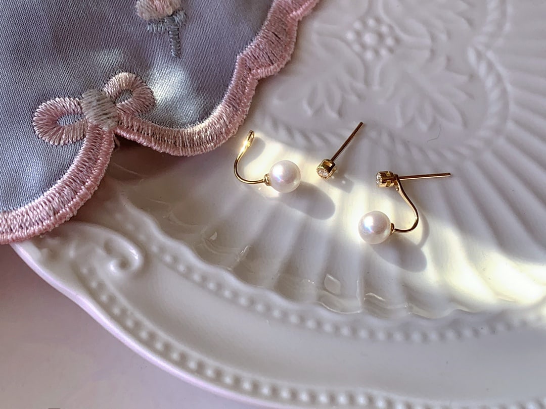 Pearl Diamond Earrings - 5