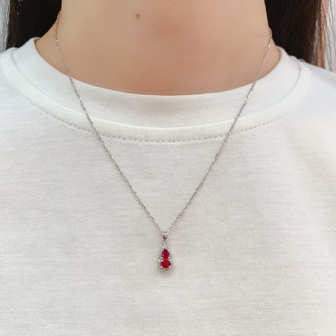 18K Gold Natural Ruby Pendant - 6