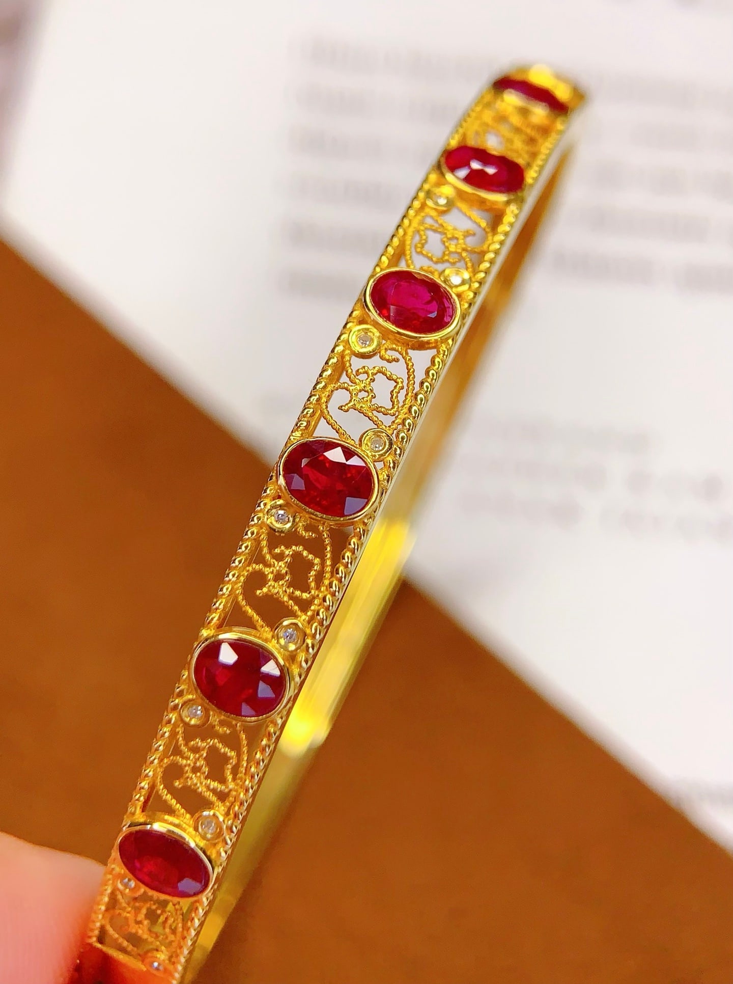 18K Gold Natural Ruby Bracelet - 3