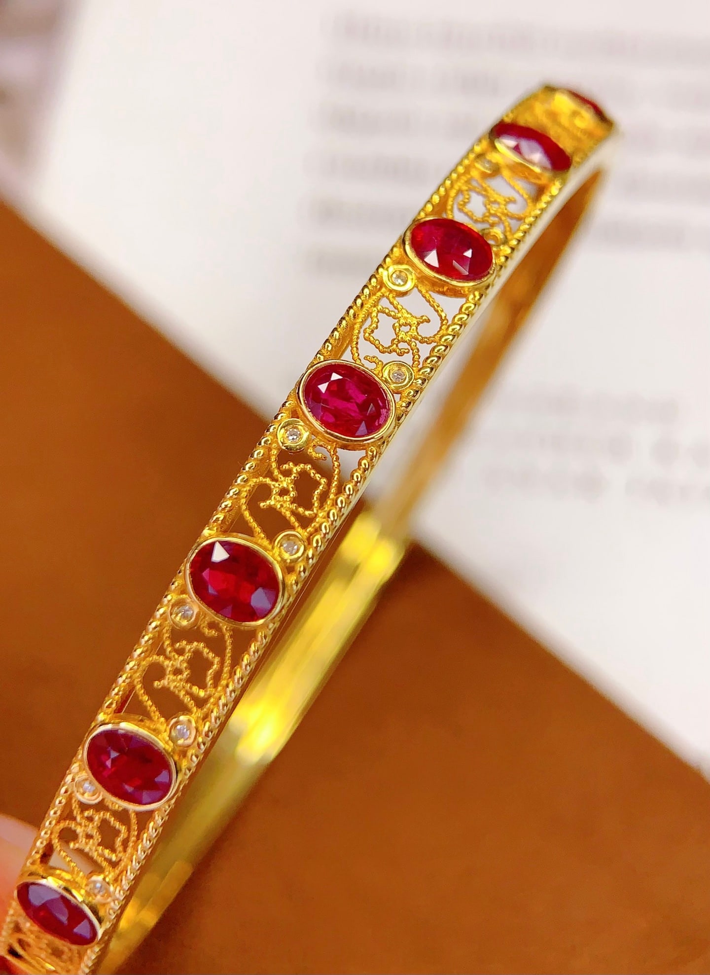 18K Gold Natural Ruby Bracelet - 5