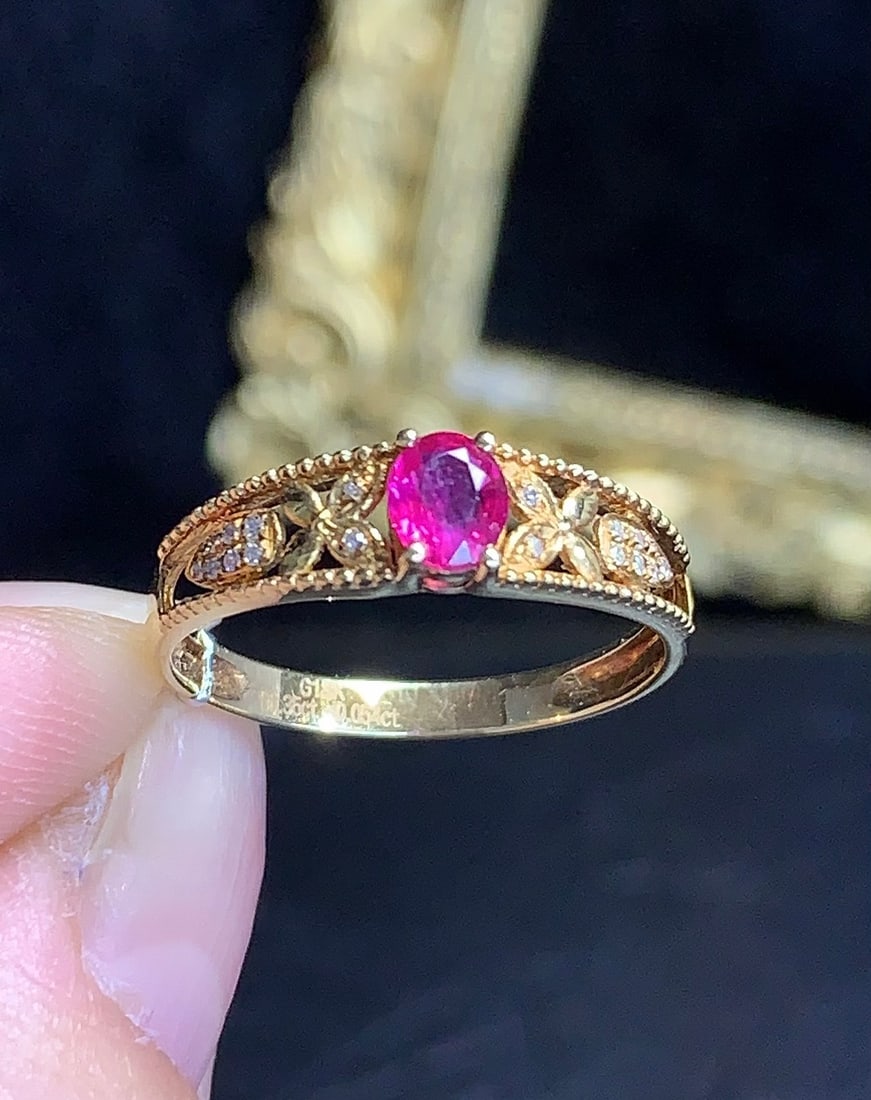 18K Gold Natural Ruby Ring - 2
