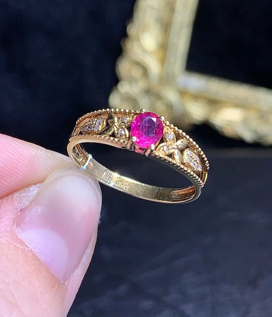 18K Gold Natural Ruby Ring - 3