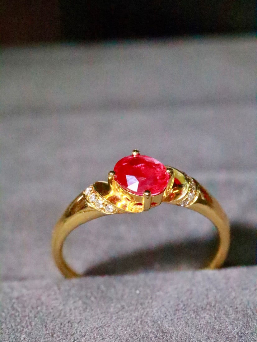 18K Gold Natural Ruby Ring - 4