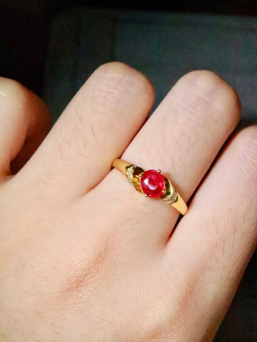 18K Gold Natural Ruby Ring - 5