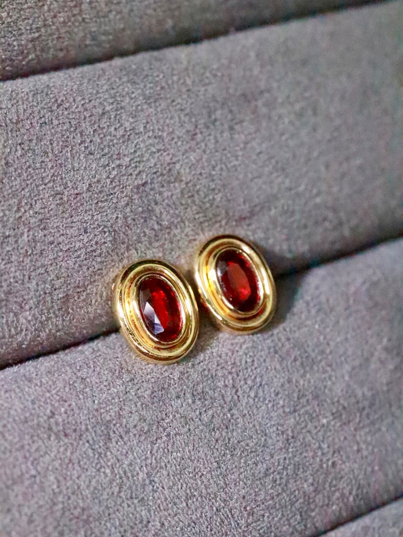 18K Gold Ruby Earrings - 4