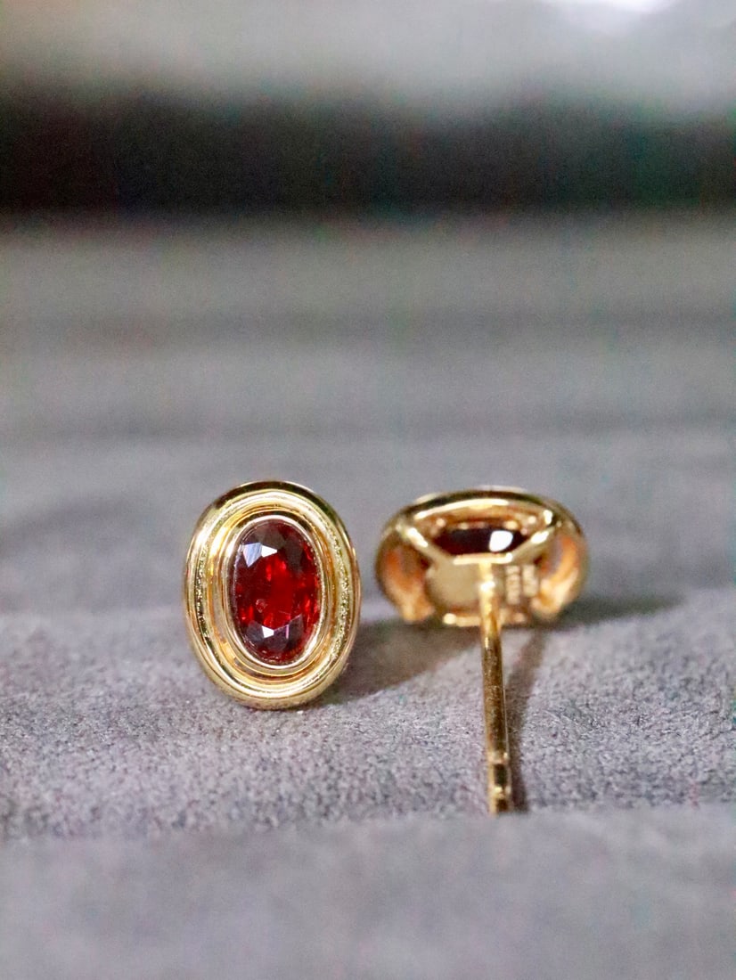 18K Gold Ruby Earrings - 5