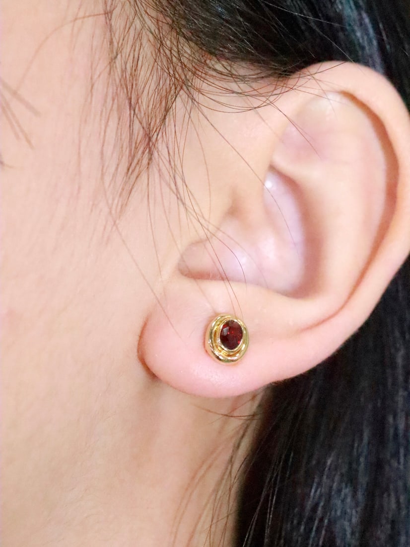 18K Gold Ruby Earrings - 6