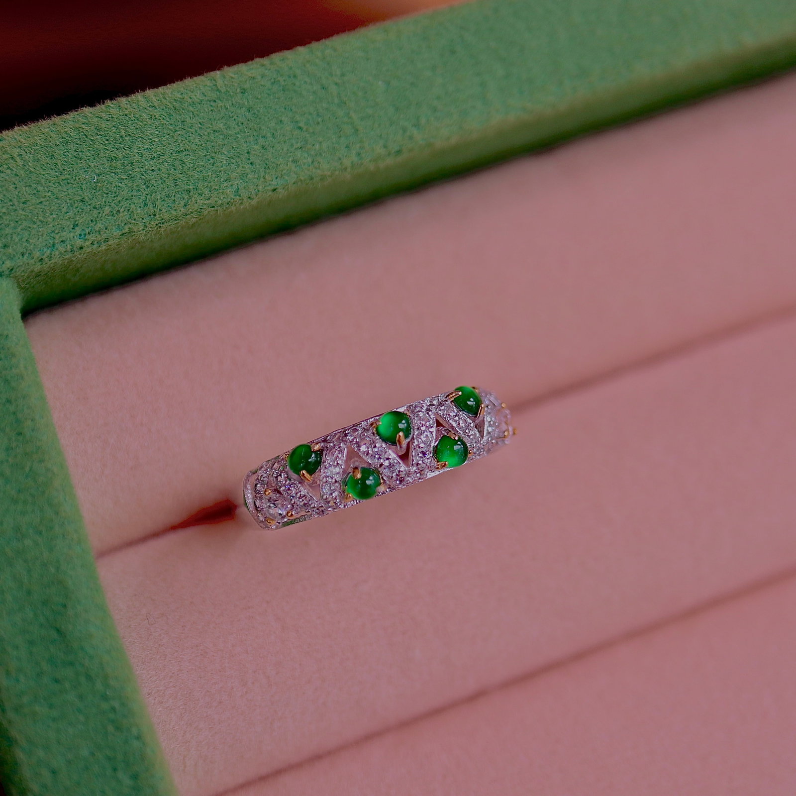 S925 Silver Natural Jadeite Ring - 4