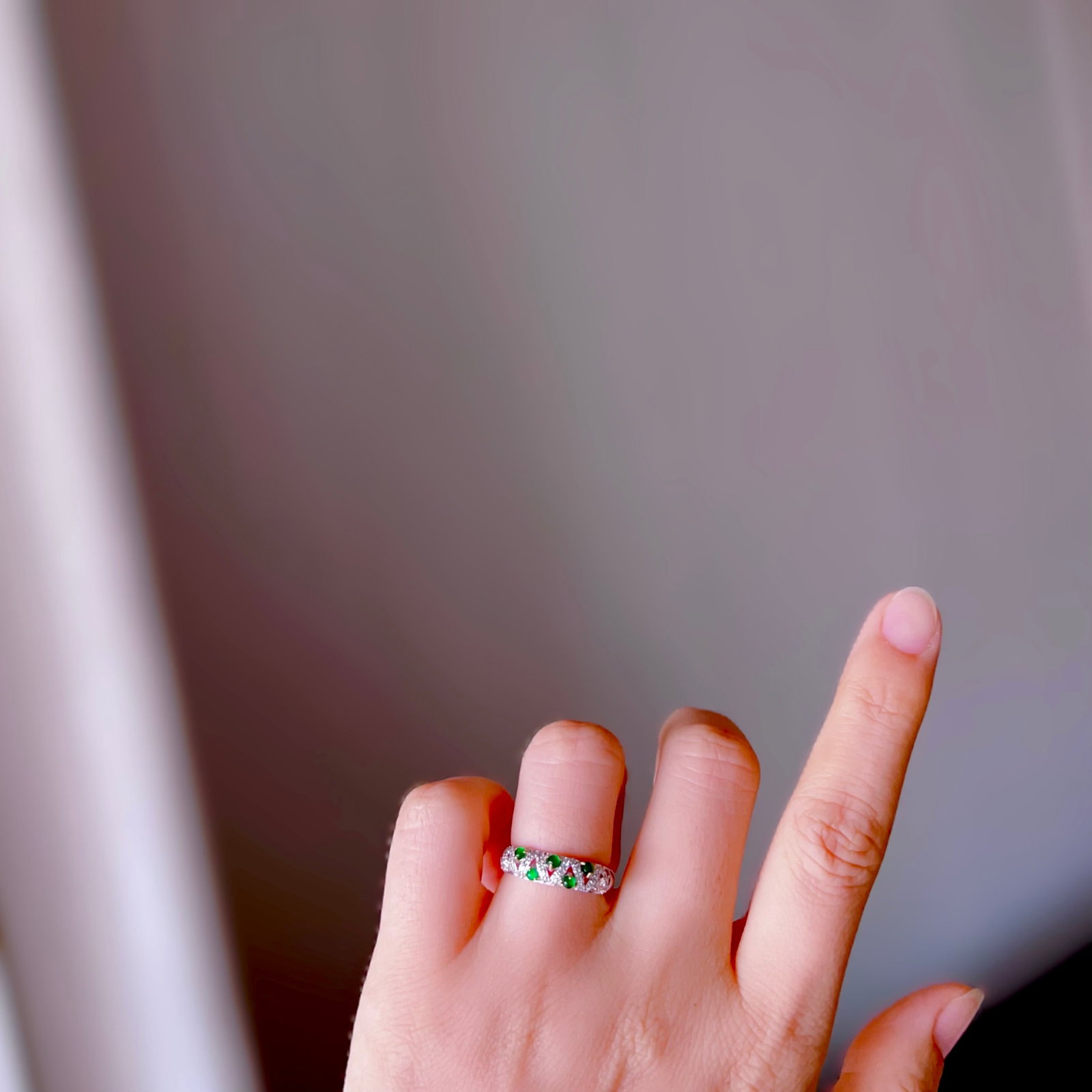 S925 Silver Natural Jadeite Ring - 8