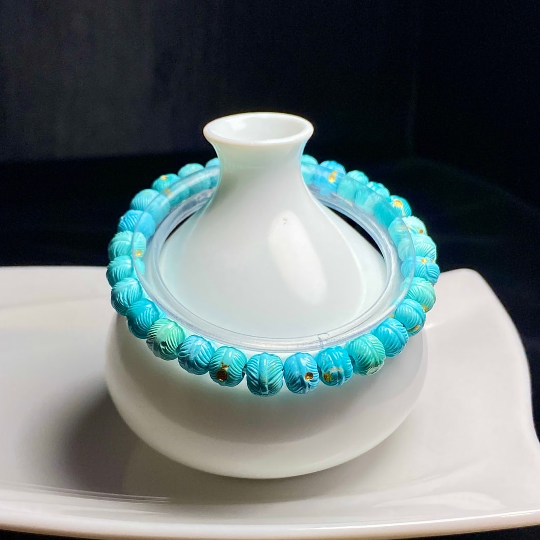 Natural Turquoise Bracelet 8mm: This bracelet is made of natural turquoise, showcasing its pure natural color. Each bead retains its natural state from the original mine, without any treatment. Wear this bracelet to feel the raw