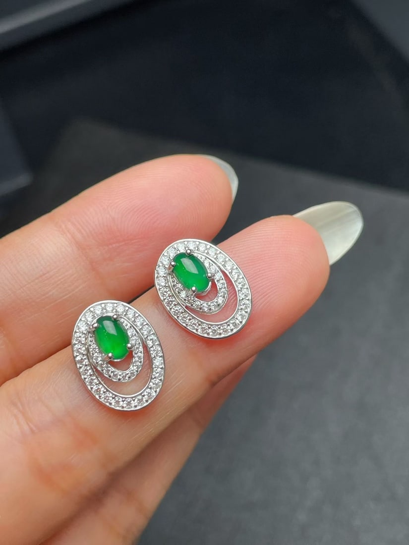 Silver Jadeite Earrings - 2