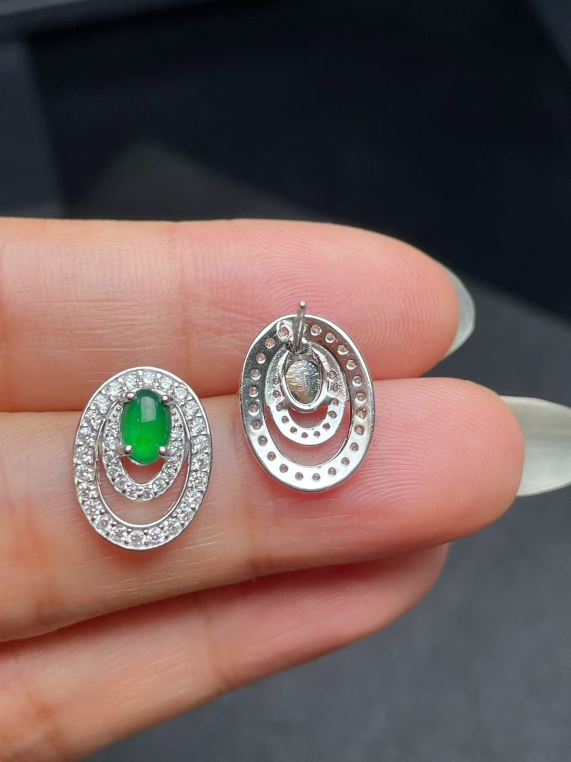 Silver Jadeite Earrings - 3