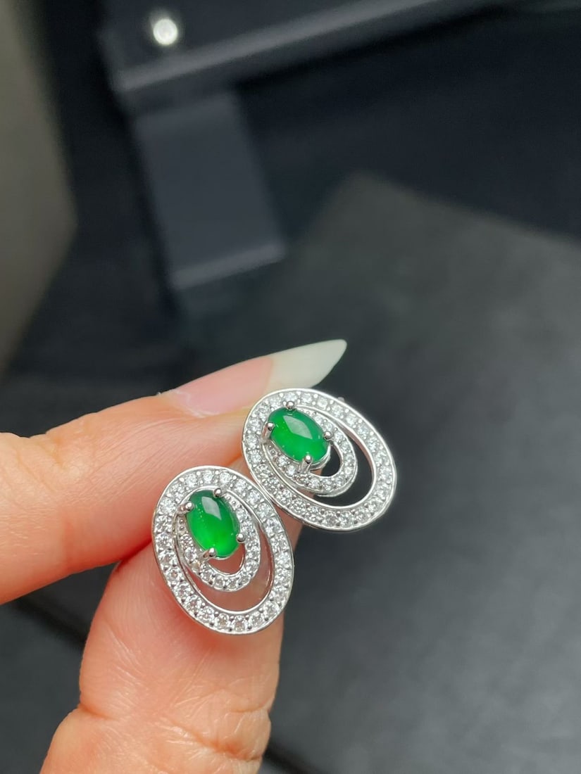 Silver Jadeite Earrings - 5