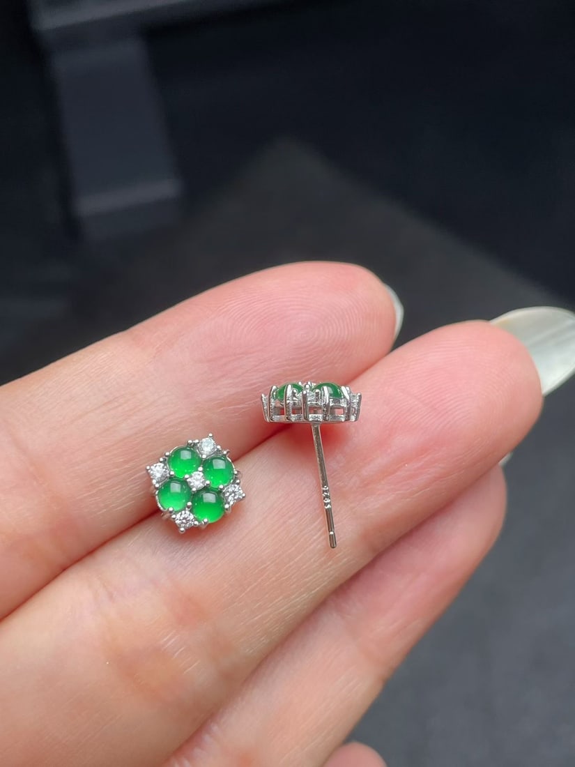 Silver Jadeite Earrings - 2
