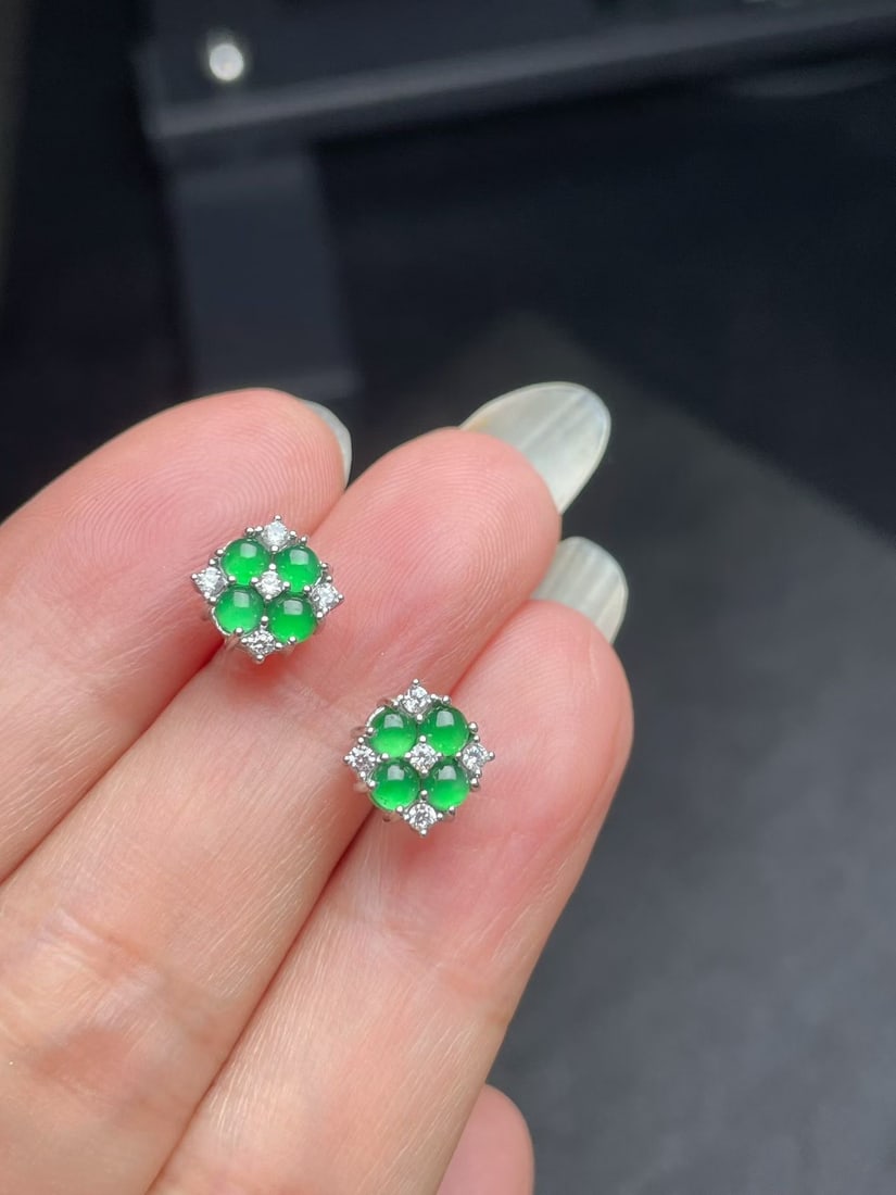 Silver Jadeite Earrings - 3