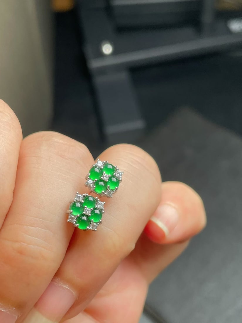 Silver Jadeite Earrings - 4