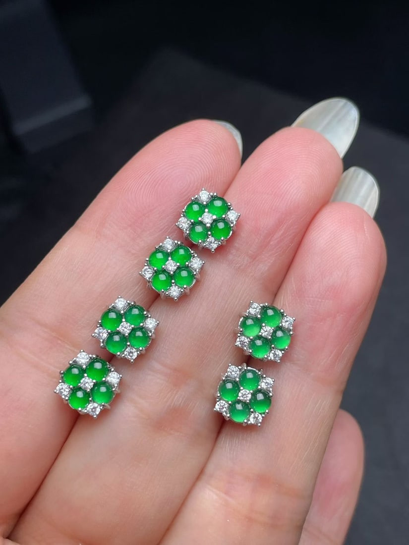 Silver Jadeite Earrings - 5