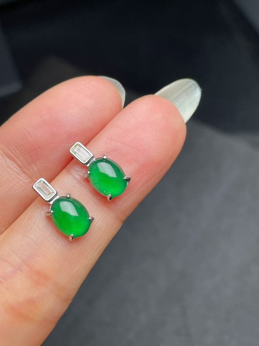 Silver Jadeite Earrings - 2