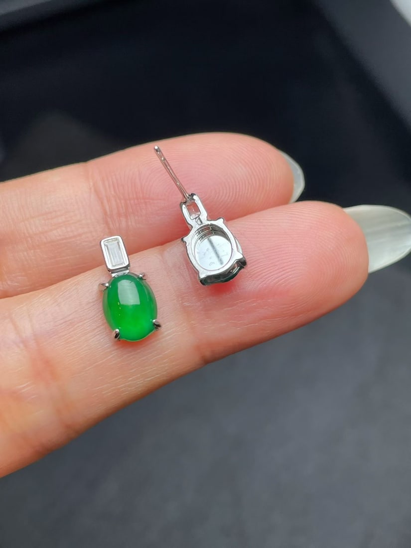 Silver Jadeite Earrings - 3