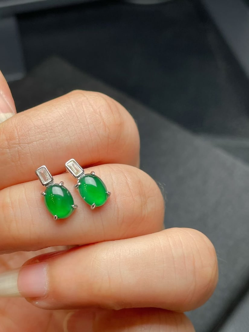 Silver Jadeite Earrings - 5