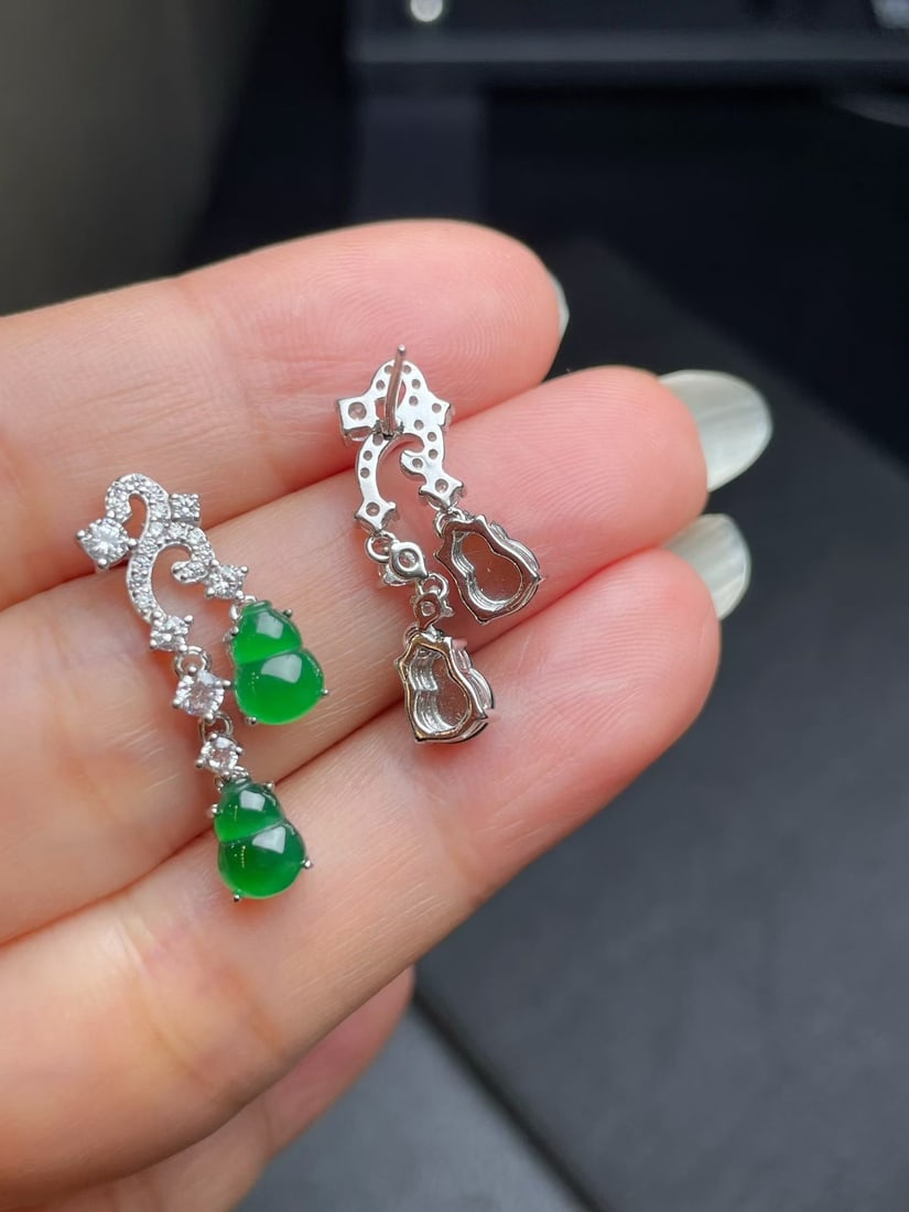 Silver Jadeite Earrings - 2