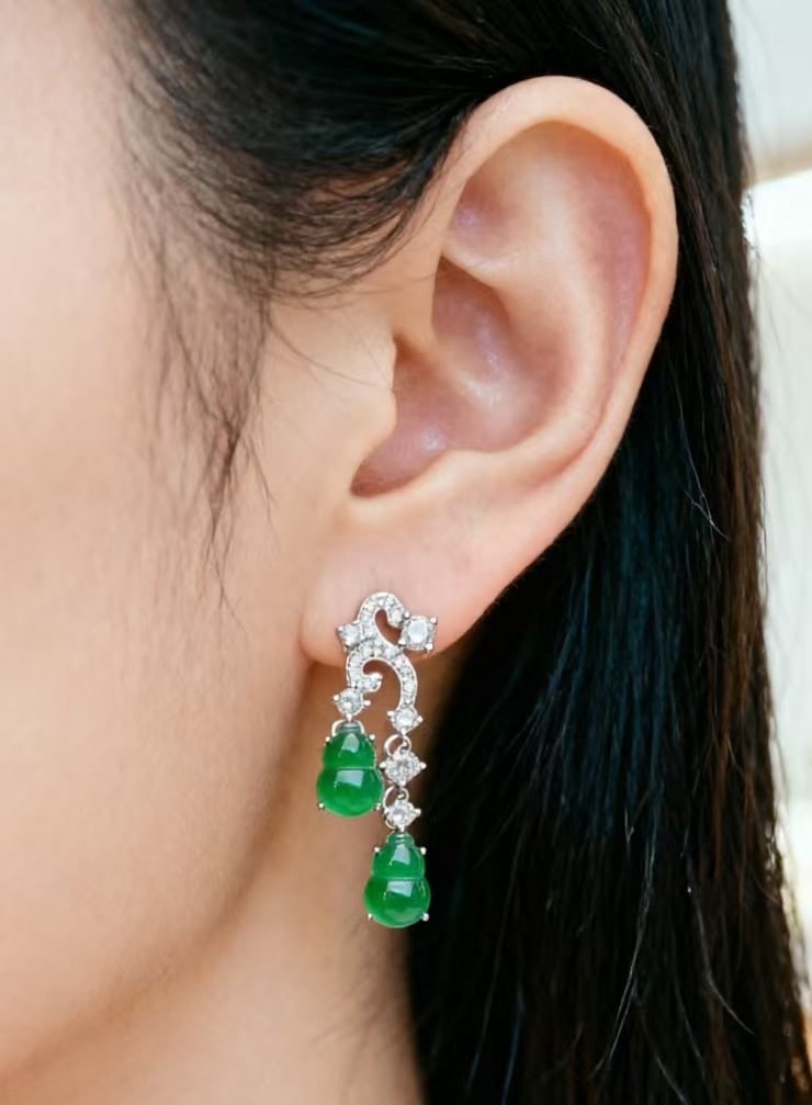 Silver Jadeite Earrings - 4