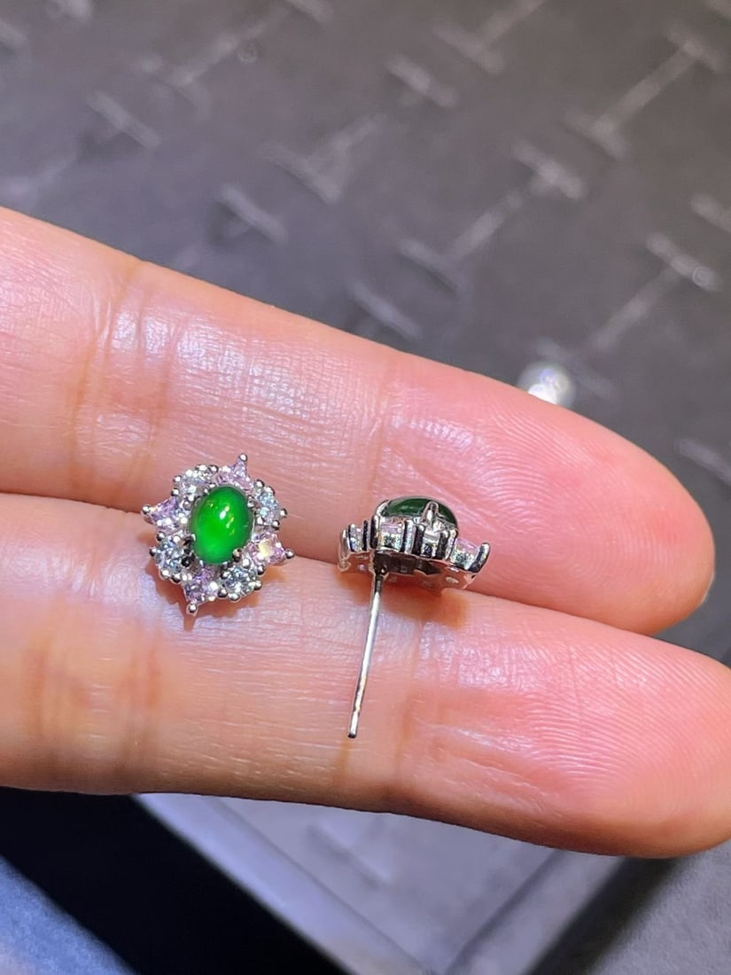 Silver Jadeite Earrings - 3