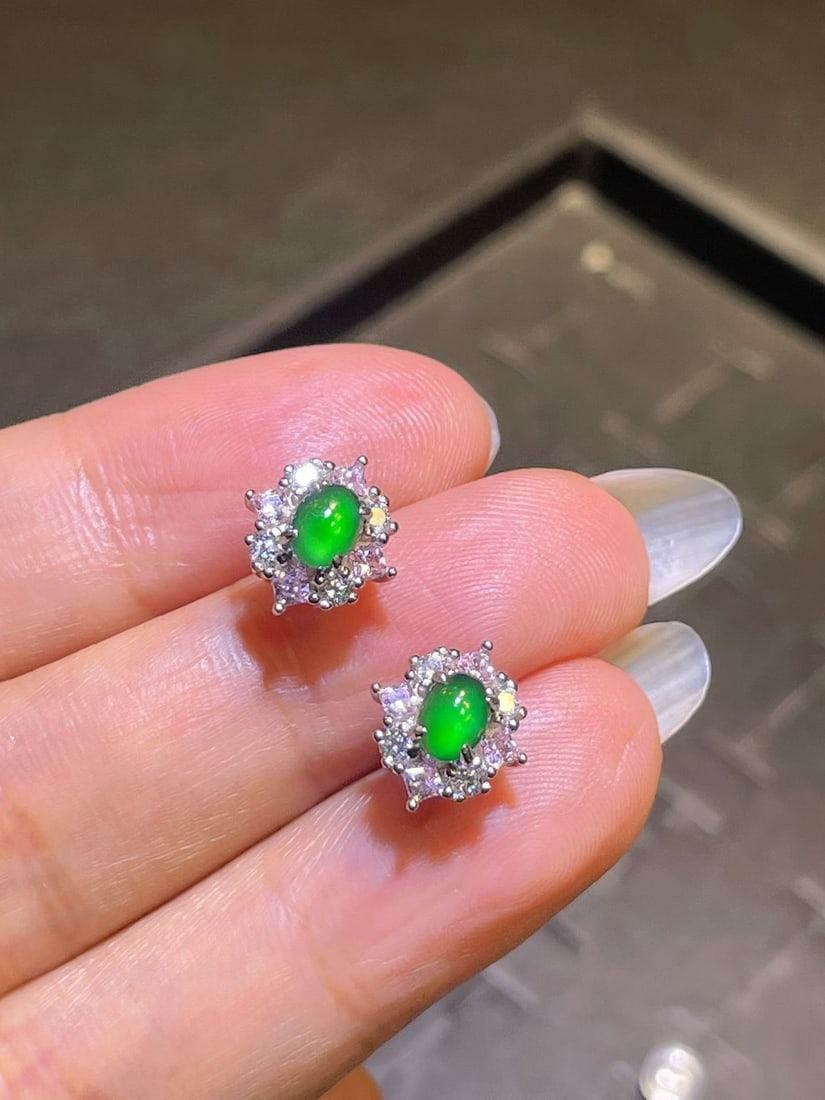 Silver Jadeite Earrings - 4