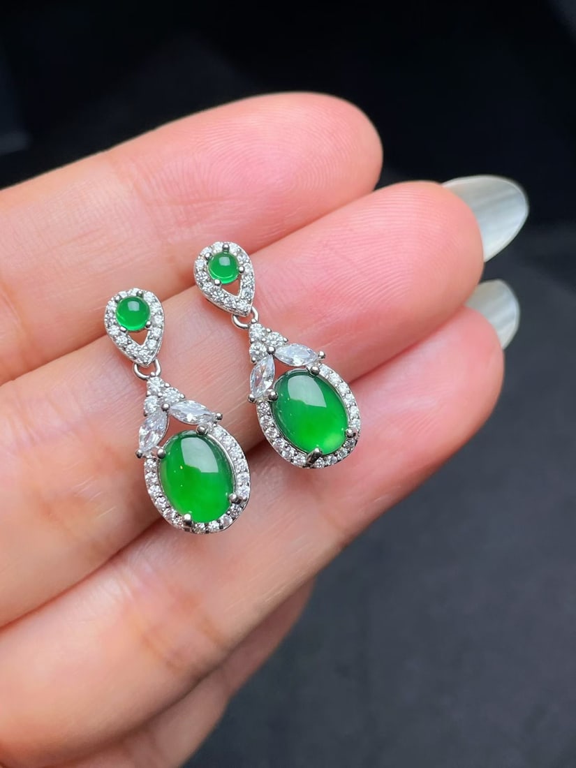 Silver and Jadeite earrings (1 of 4)