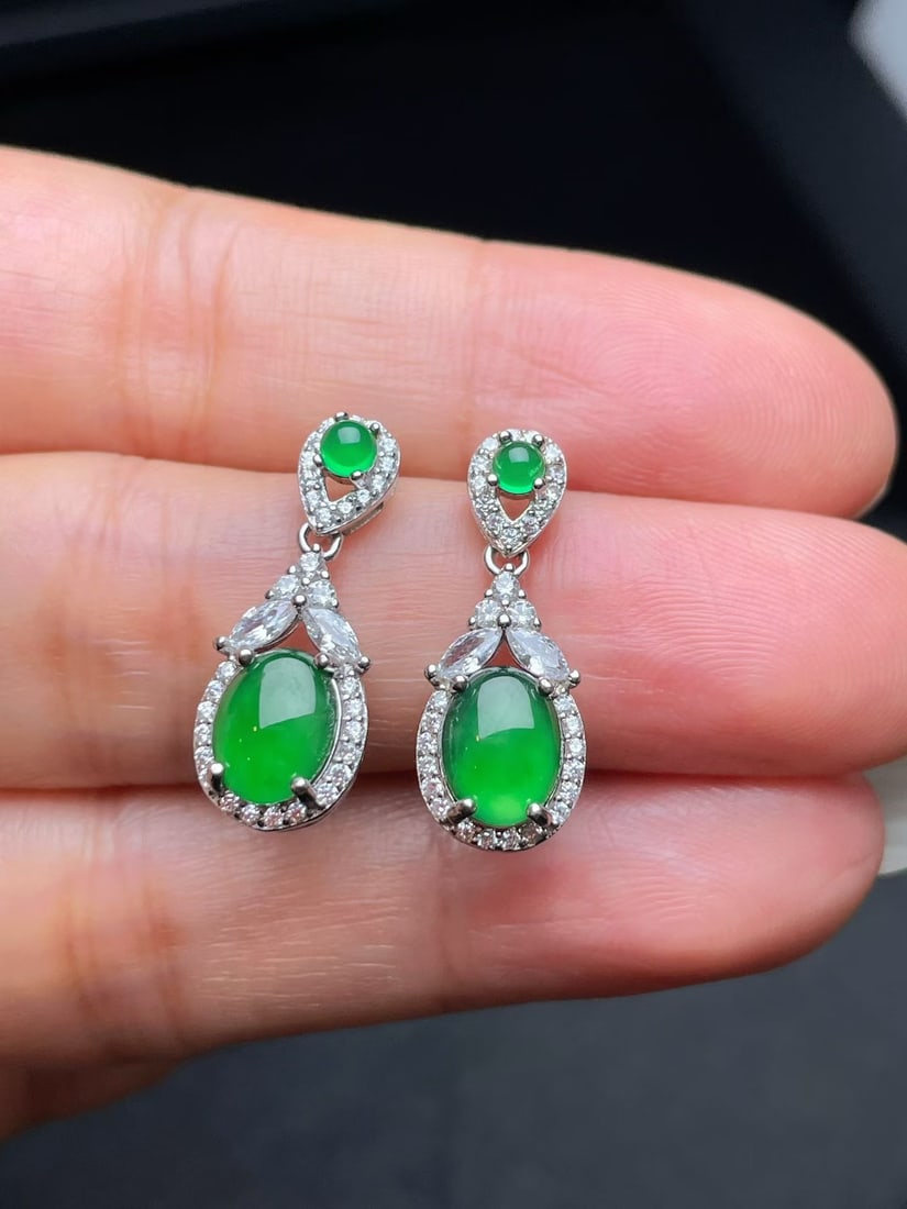 Silver and Jadeite earrings - 2