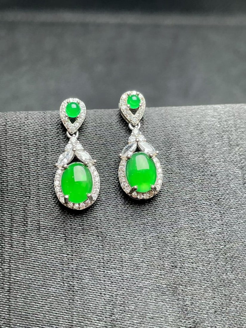 Silver and Jadeite earrings - 3