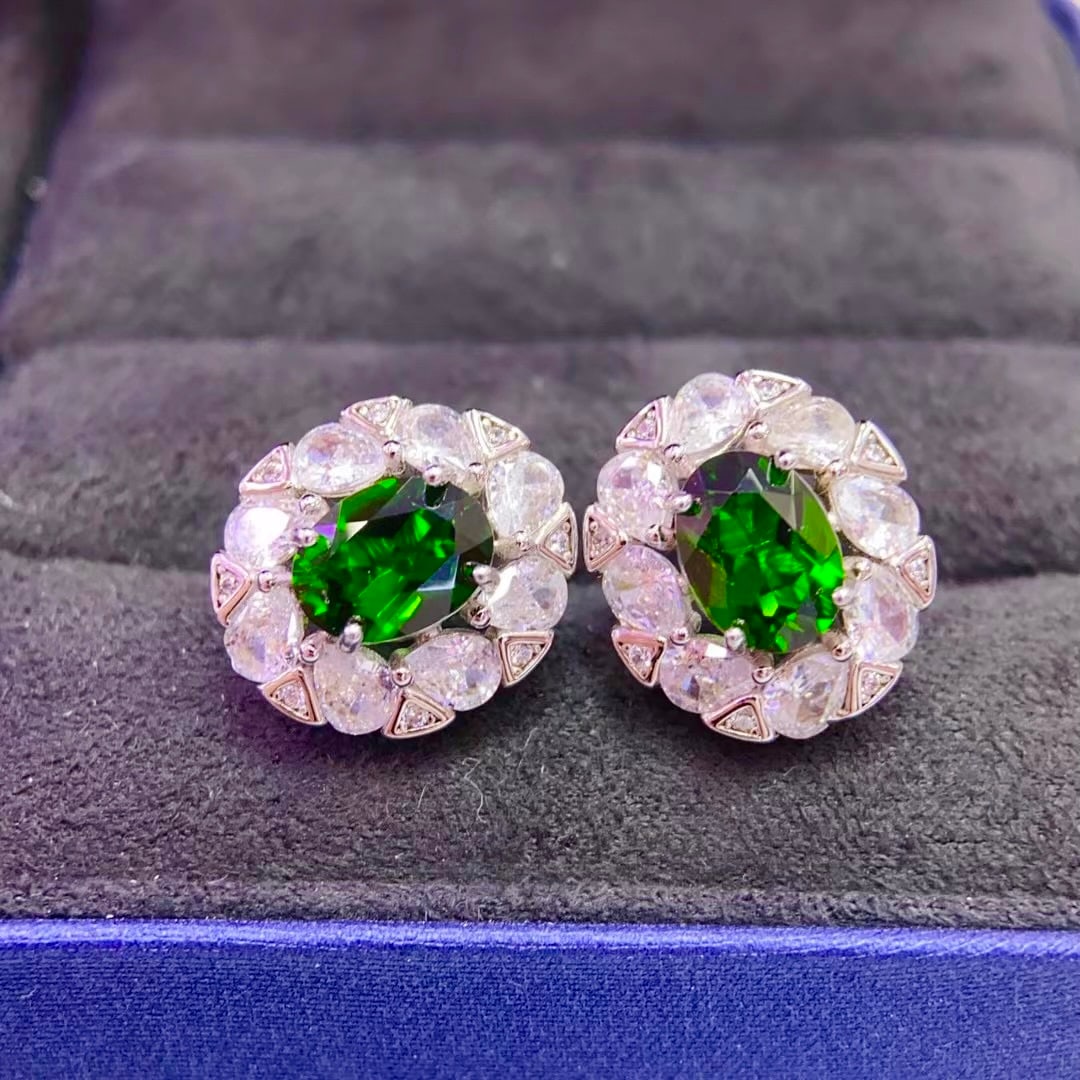 925 Silver Diopside Earrings - 3