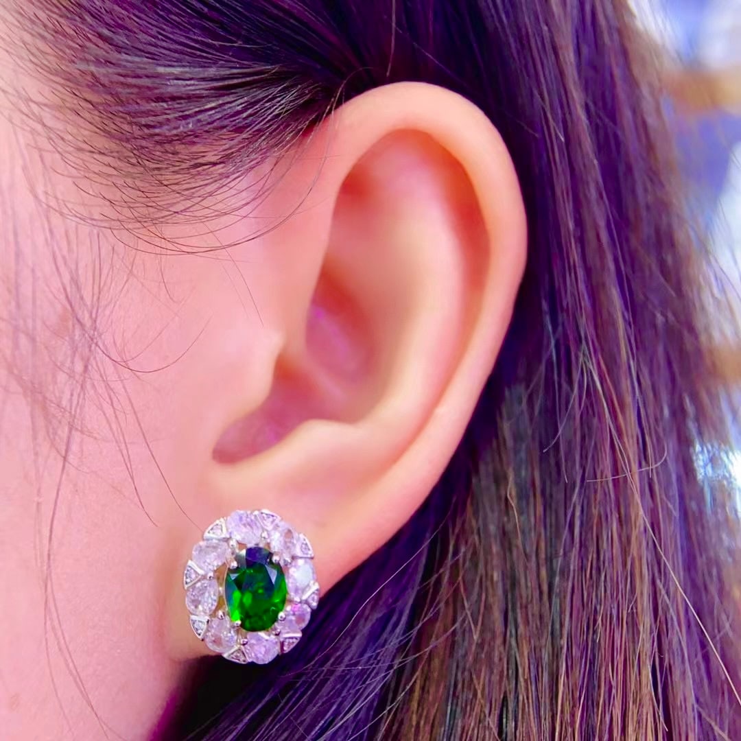 925 Silver Diopside Earrings - 4