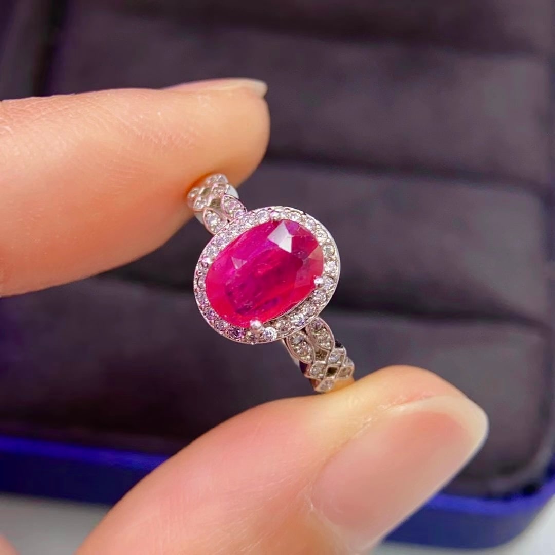 925 Silver Pigeon's Blood Ruby Ring - 3