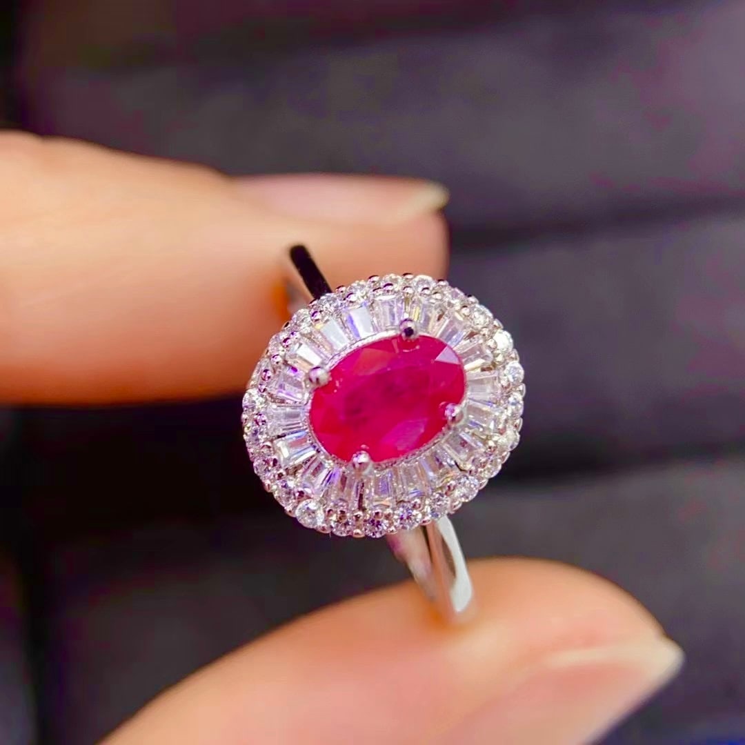925 Silver Pigeon's Blood Ruby Ring - 2