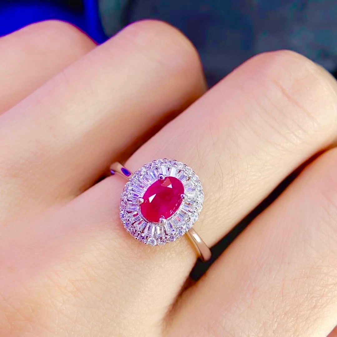 925 Silver Pigeon's Blood Ruby Ring - 4